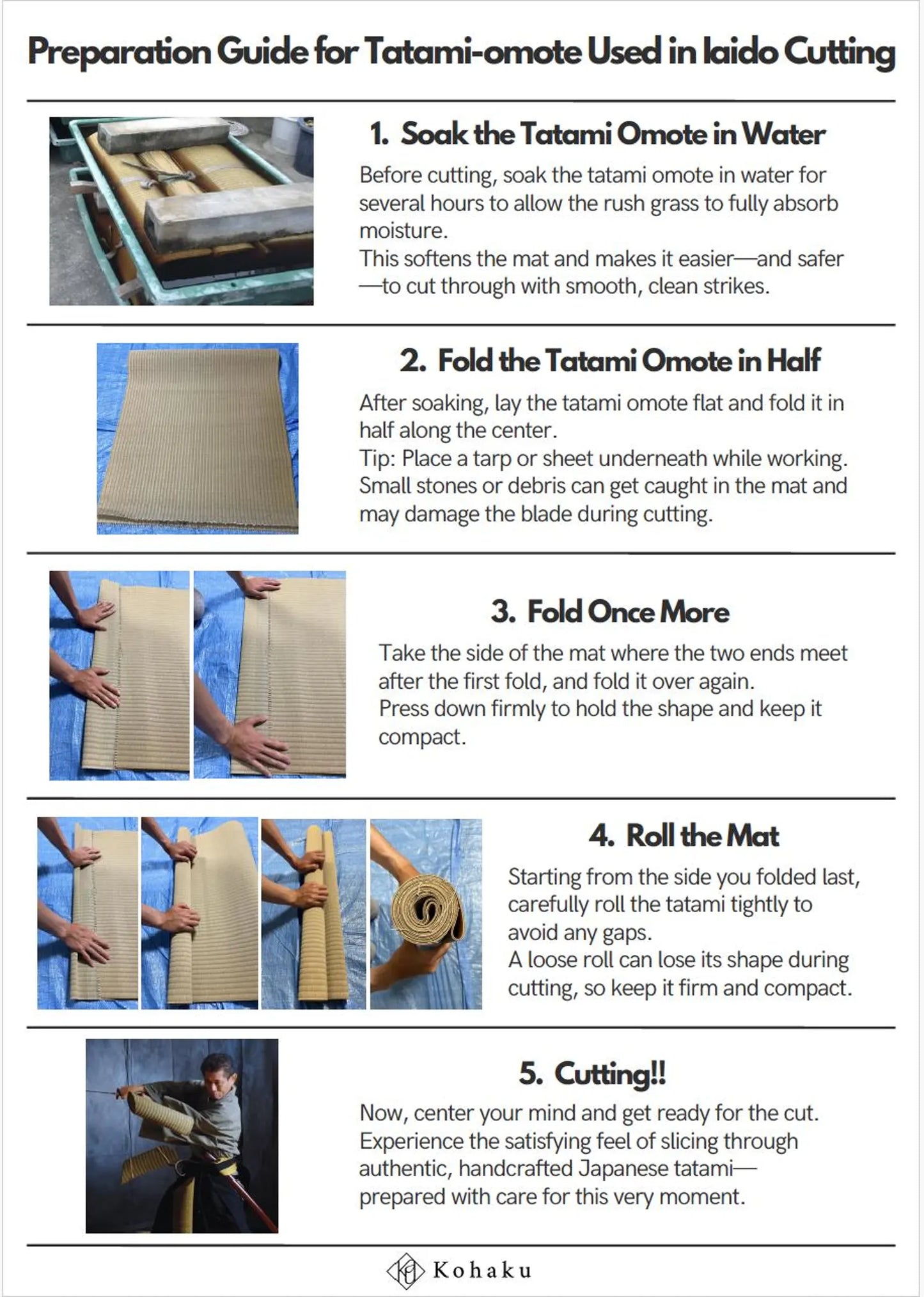 Tatami Test Cutting Roll: Authentic Tameshigiri Mat - Recycled Goza